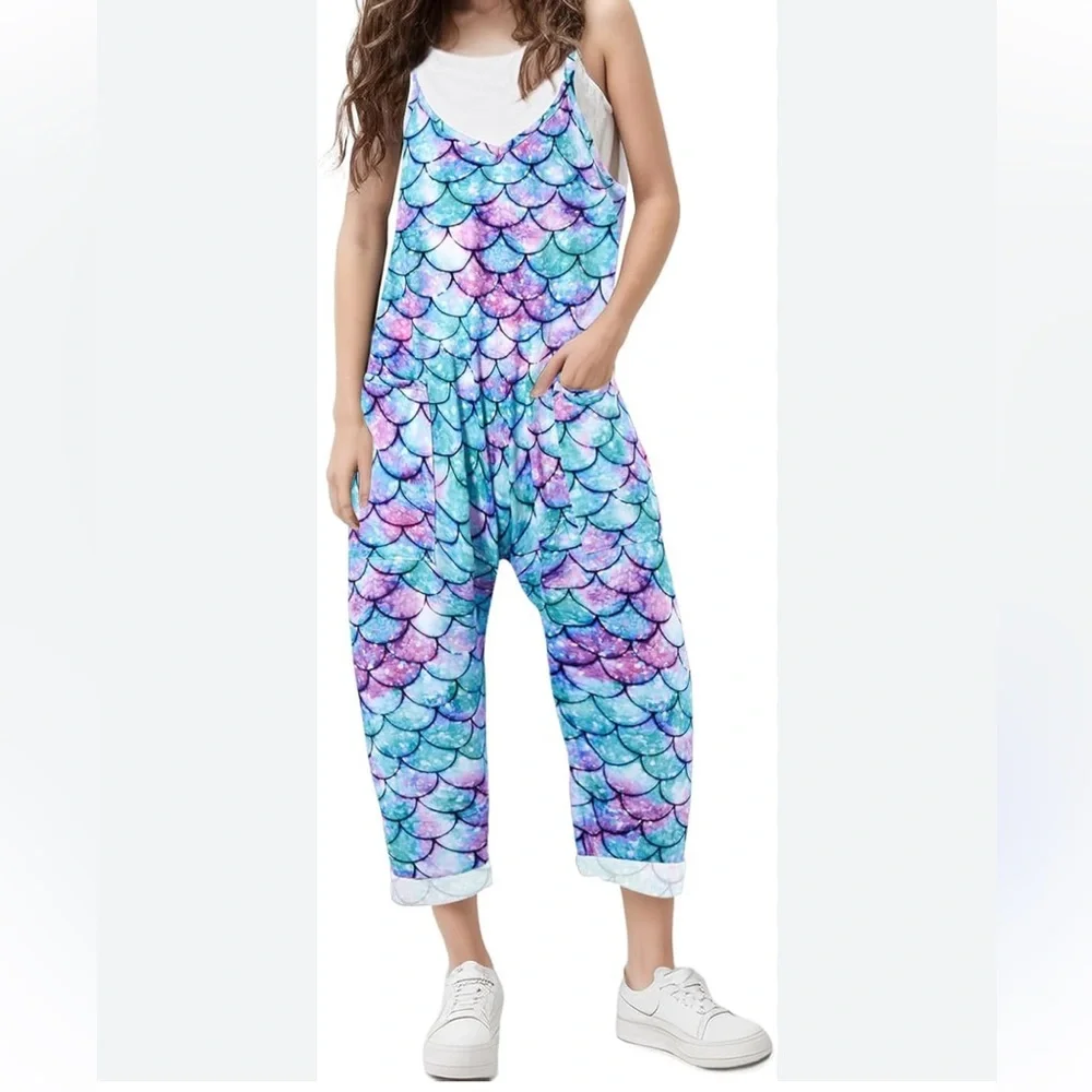 Girls Mermaid Romper - Blue, Purple, White - Comfy, Dress up, Costume, Outfit